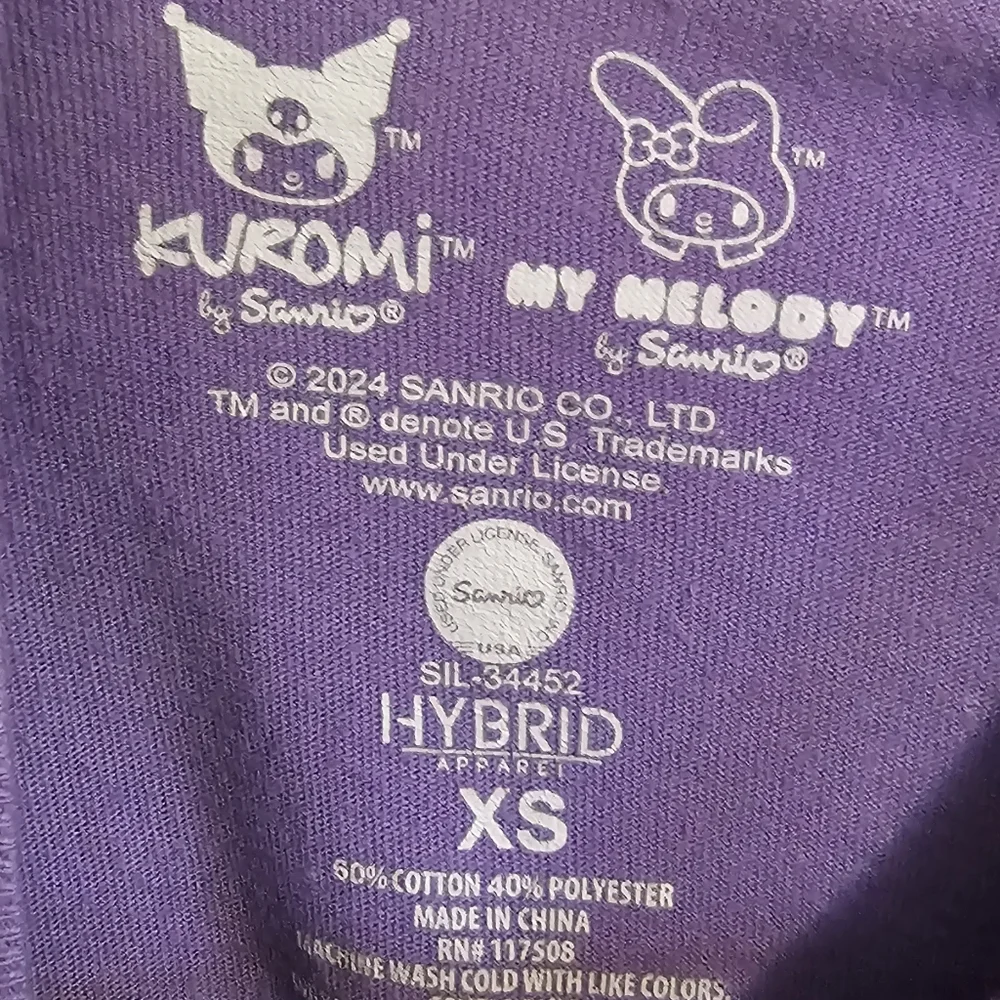 Kuromi XS Purple T Shirt My Melody By Sario Collab